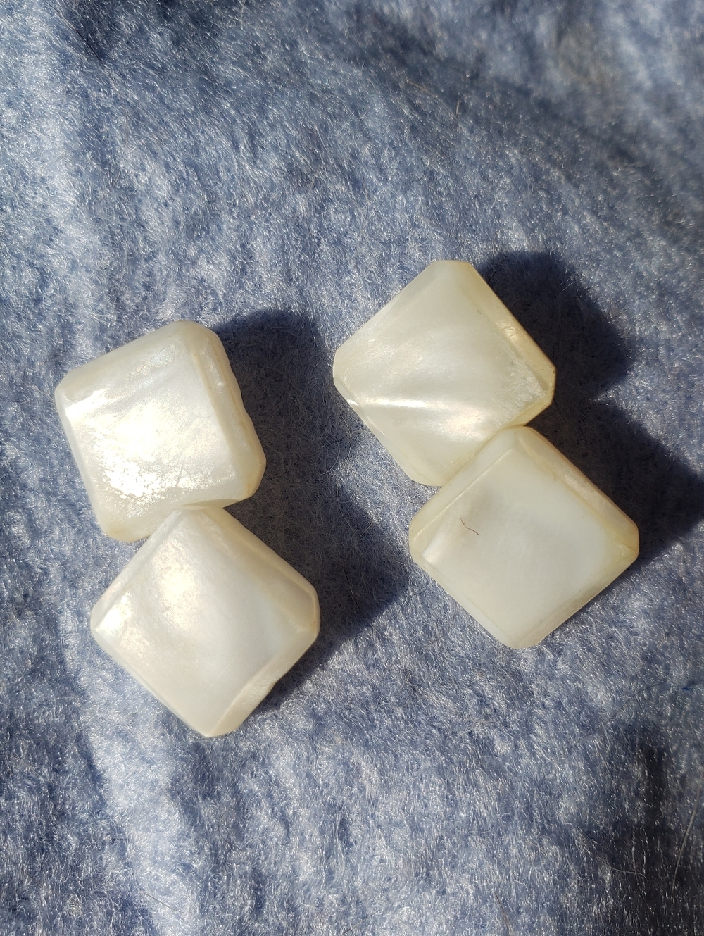 Mother Of Pearl Antique Square Cufflink Set - Cream White
